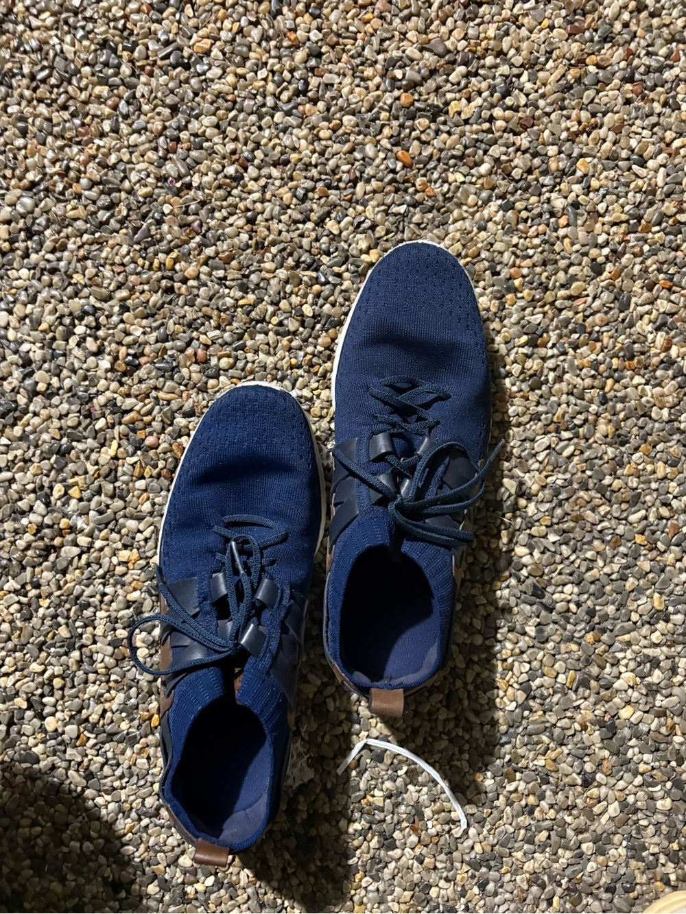 Men's Navy Knit Lace-Up Athletic Sneakers Cole haan